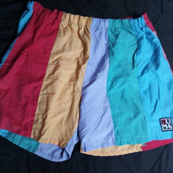 Vintage Zuma Beach Color Block Lined Swim Shorts - Picture 1 of 8